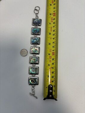 Bracelet- Silvertone with Abalone Shell inserts